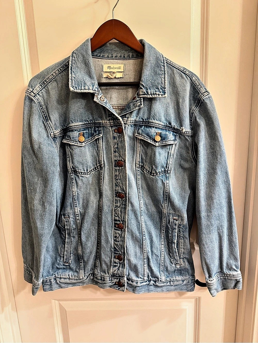Madewell The Oversized Trucker Jean Jacket Blue Large
